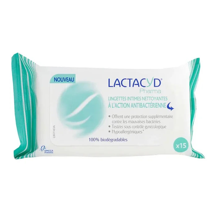 15 Lingettes intimes nettoyantes anti-bactérienne
