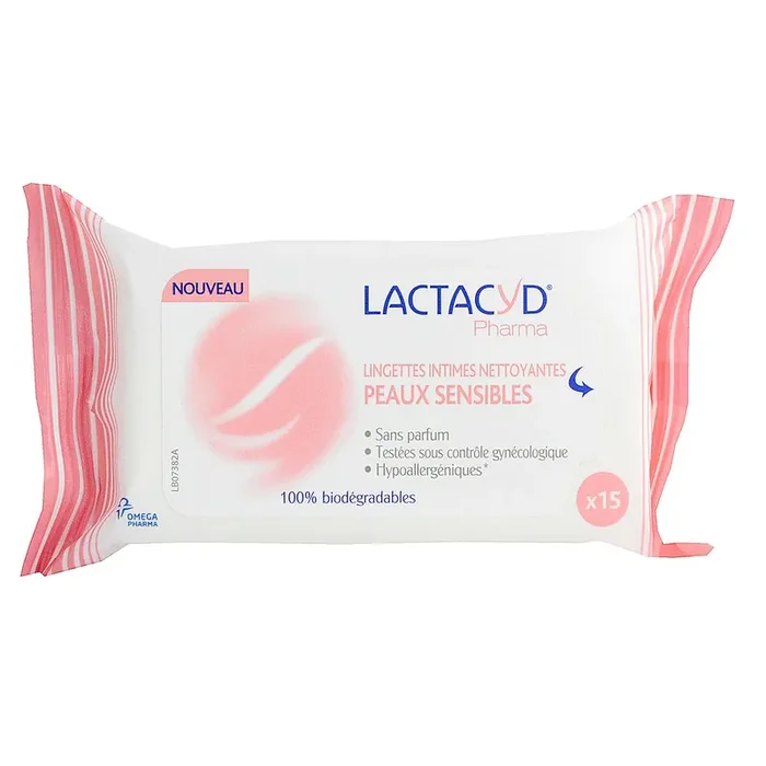 15 Lingettes intimes peaux sensibles