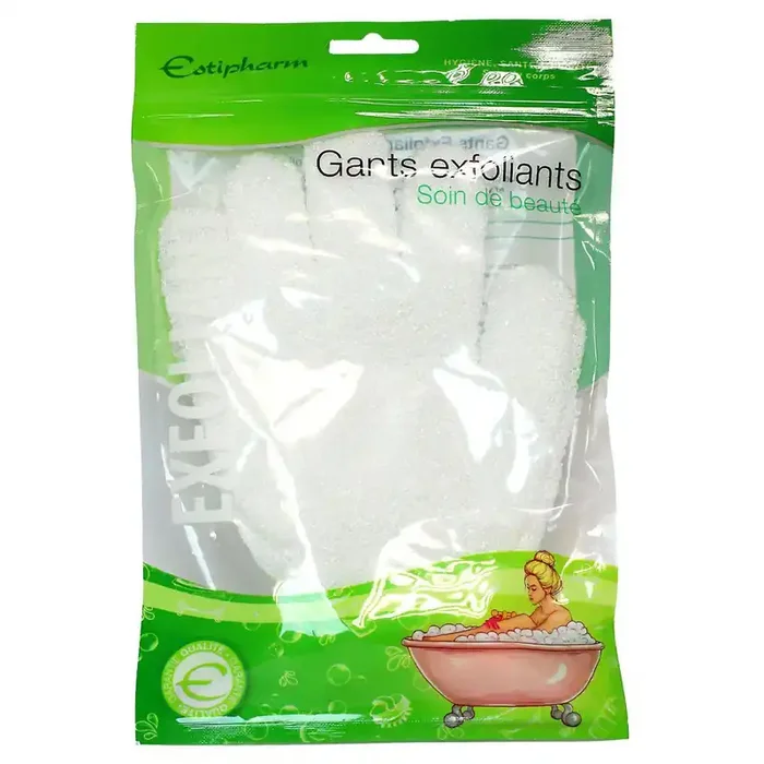 2 gants exfoliants 100% polyamide