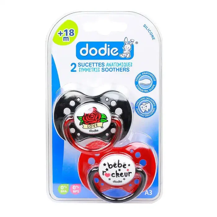 2 Sucettes anatomiques +18 mois « Bébé rockeur »