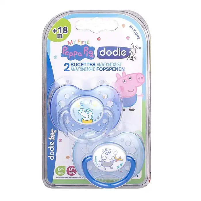 2 sucettes anatomiques +18m Peppa Pig bleu
