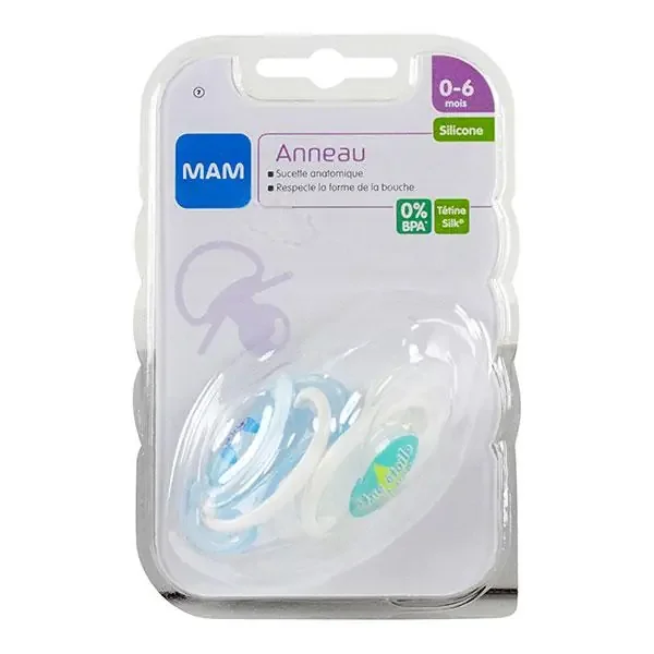 2 Sucettes silicone 0-6 mois fille-garçon