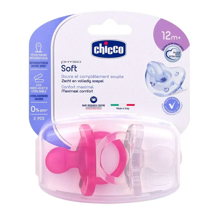 2 sucettes silicone physio Soft fille 12 mois+