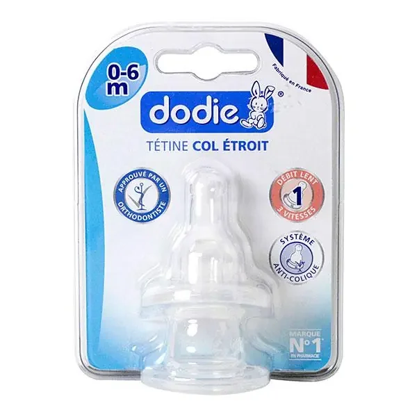 2 tétines col étroit 3 vitesses 0-6 mois silicone