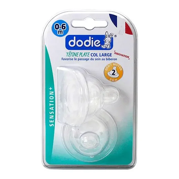 2 tétines col large Sensation+ débit moyen 0-6 mois silicone