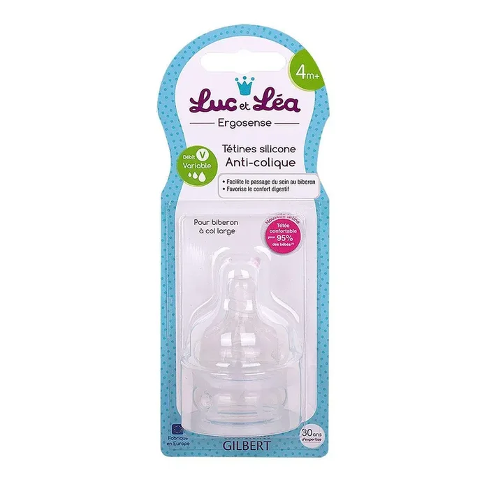 2 tétines silicone Ergosense anti-colique 4m+