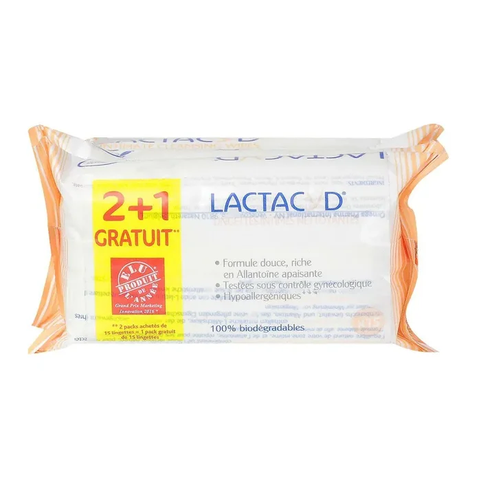 3×15 lingettes intimes nettoyantes