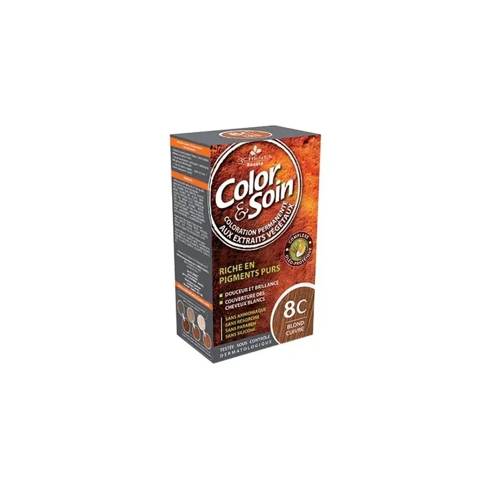 3 Chenes color&soin blond cuivre coloration permanente 8c