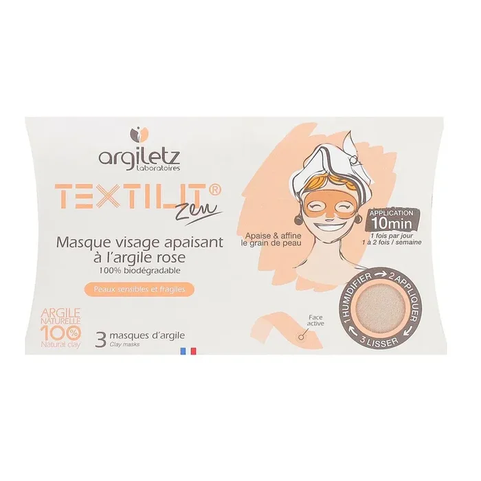 3 masques visage à l‘argile rose peau sensible et fragile