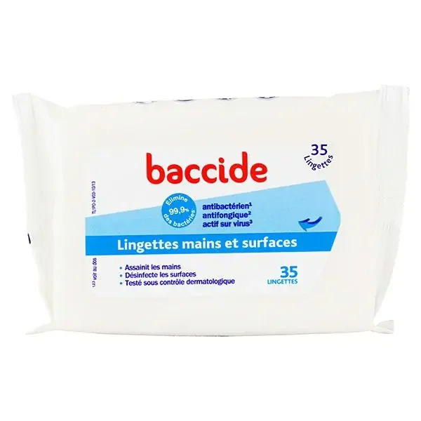 35 lingettes antibactériennes mains