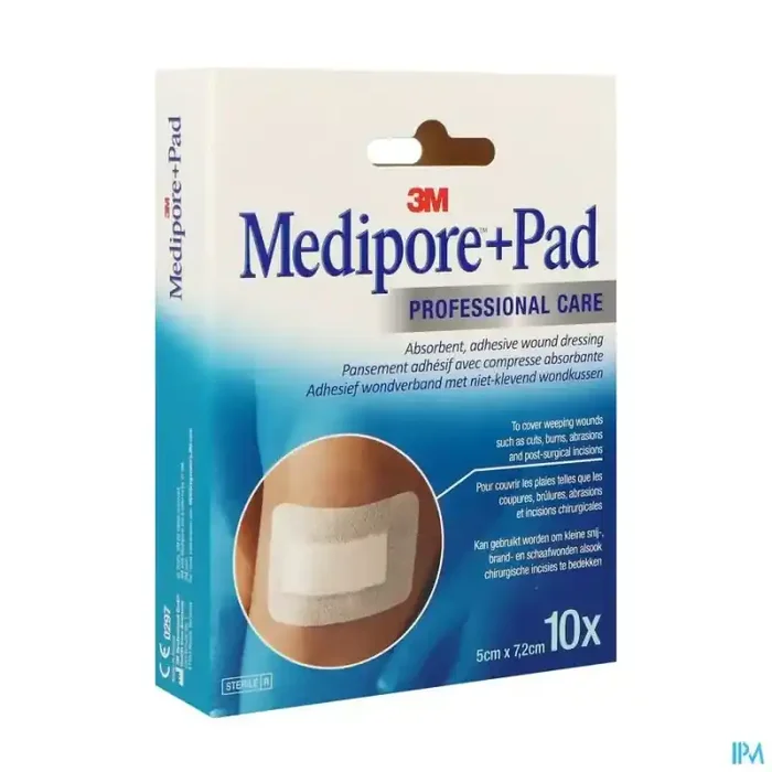3m medipore+ pad pansement absorbant 5cm x 7cm2 10