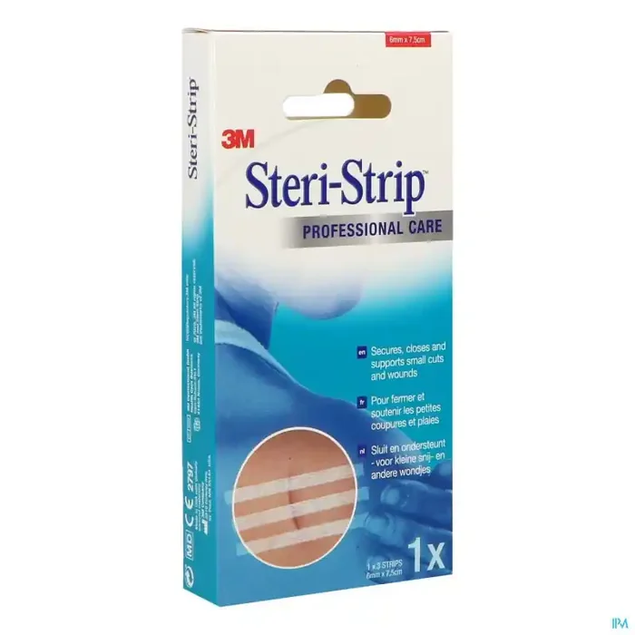 3M Steri-Strip sutures cutanees renforcees 6mm x 75mm boite de 3