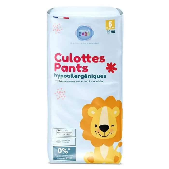 40 culottes hypoallergéniques 11-25 kg taille 5