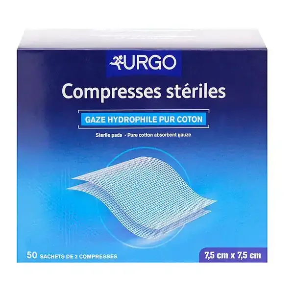 50×2 compresses de gaze stériles 7,5cmx7,5cm