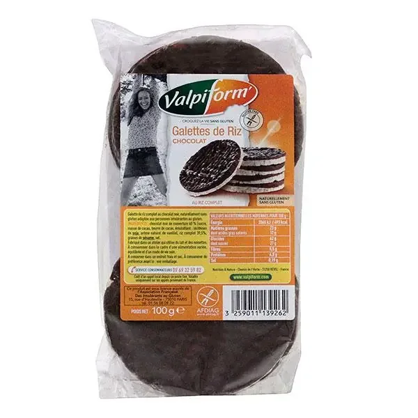 6 Maxi galettes de riz au chocolat 100g