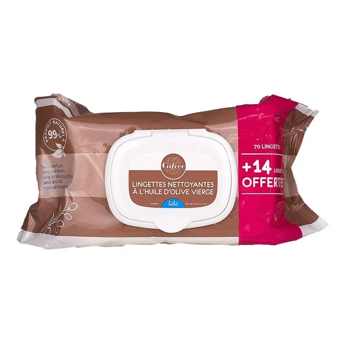 84 Lingettes bébé huile olive vierge
