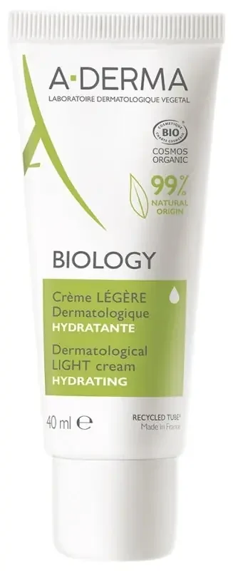 A-Derma Biology Crème Légère Dermatologique Hydratante Bio 40 ml
