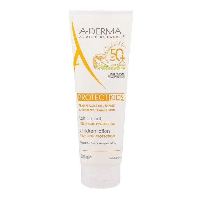 A-DERMA PROTECT Lait enfant SPF 50+ – Peaux fragiles au soleil – Visage et corps – 250ml