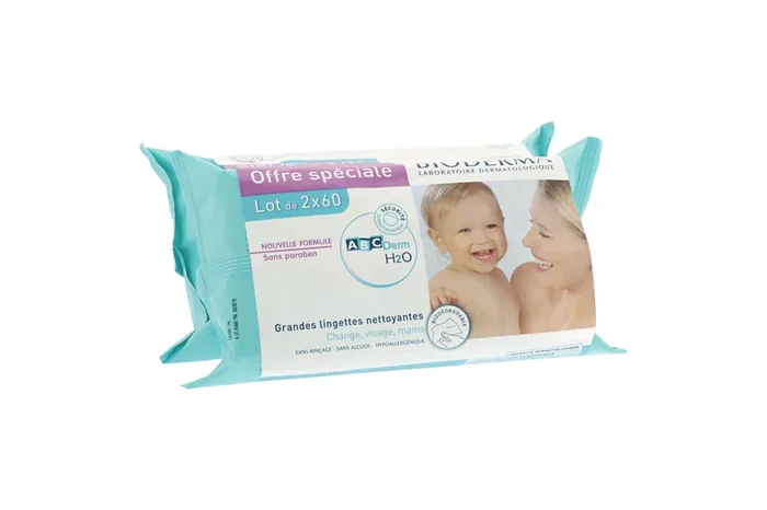 ABC Derm H2O lingettes biodégradables 2×60 lingettes