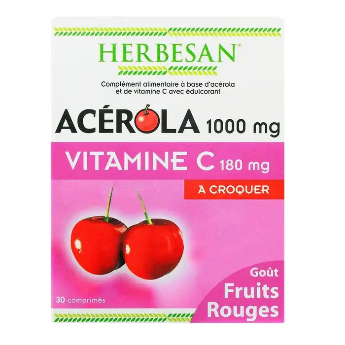 Acérola 1000 goût fruits rouges 30 comprimés