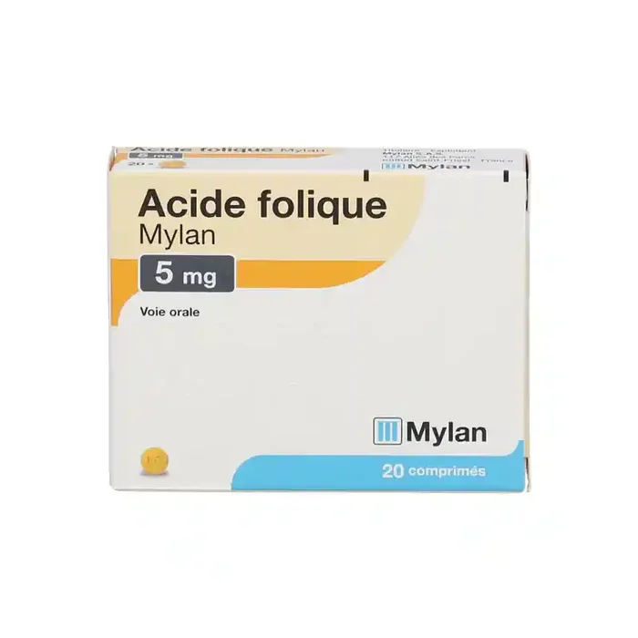 Acide Folique Mylan 5mg boite de 20 comprimes