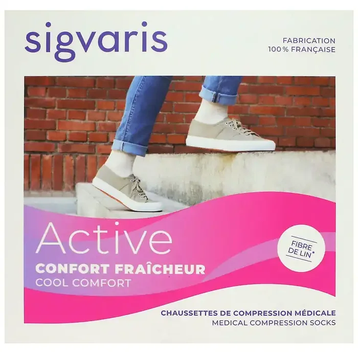 Active Confort Fraîcheur chaussettes écru contention femme classe 2 taille S