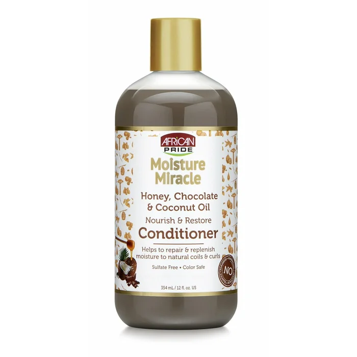 AFRICAN PRIDE MOISTURE MIRACLE ≡ Après-Shampooing Miel Et Chocoloat