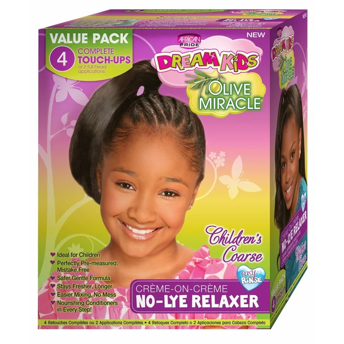 AFRICAN PRIDE OLIVE MIRACLE DREAM KIDS≡ Kit 4 Défrisant Pour Enfant “Coarse”