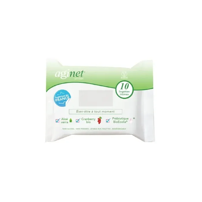 AGINET BIO LINGETTES INTIMES FRAICHEUR POCKET FORMAT X10 BIOGYNE