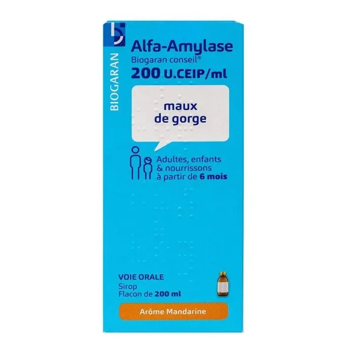 Alfa-amylase Biogaran Sirop 200u.ceip/ml – Maux de gorge -200ml