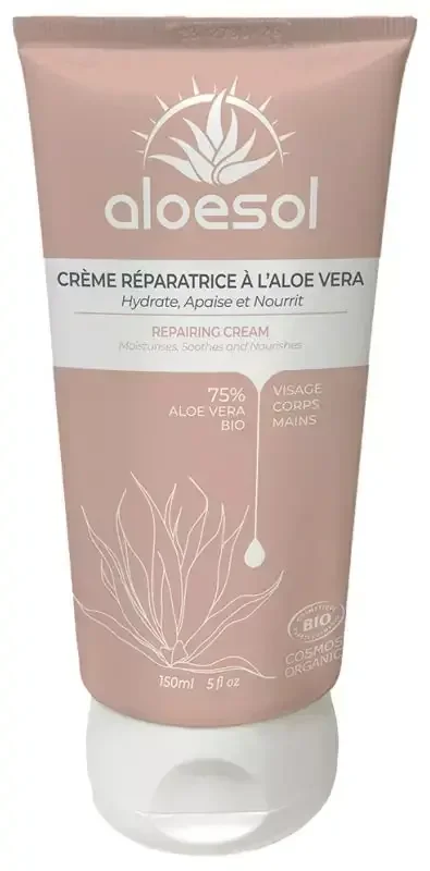 Aloesol Créme Réparatrice à l‘Aloe Vera Visage, Corps et Mains Bio 150 ml