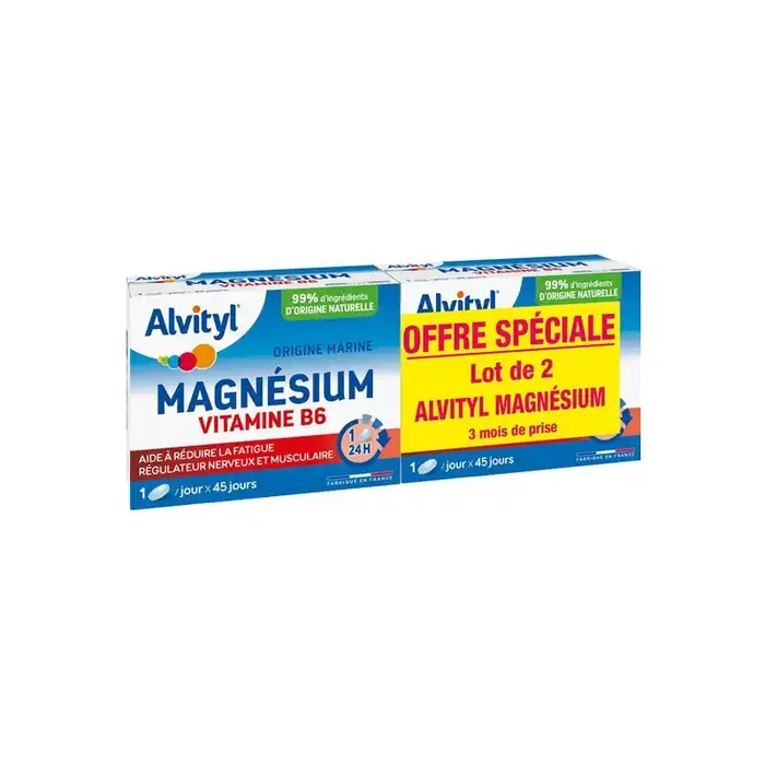 Alvityl Magnesium Vitamine B6 lot de 2 x 45 comprimes