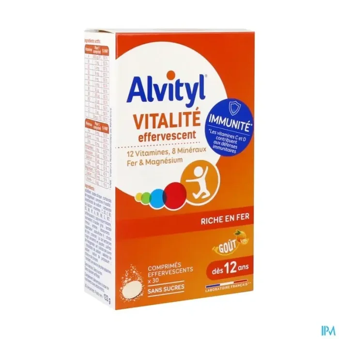 Alvityl vitalite comprimé effervescent sans sucre 30