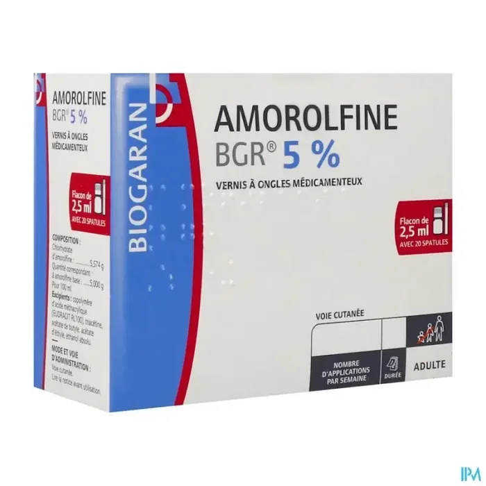 Amorolfine bgr 5% vernis à ongles medicamenteux 2ml5 + 20 spatule