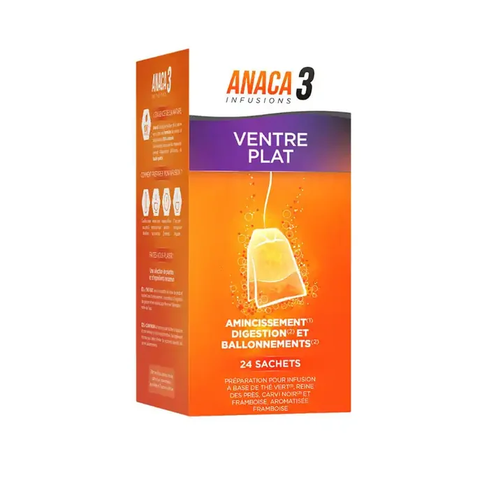 ANACA 3 INFUSIONS VENTRE PLAT 24 SACHETS NUTRAVALIA