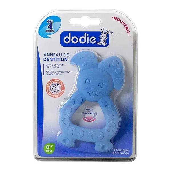 Anneau de dentition dès 4 mois ludique lapin bleu