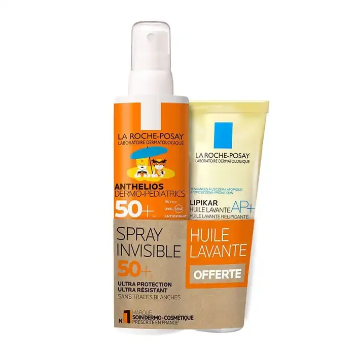 ANTHELIOS DERMO PEDIATRICS LOT SPRAY INVISIBLE SPF50+ 200ML + LIPIKAR AP+ HUILE LAVANTE 100ML LA ROCHE POSAY