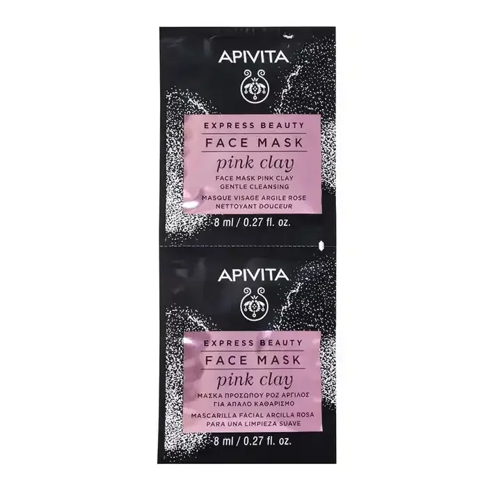Apivita Masque Visage Nettoyant Doux à l‘argile rose Masque Visage 2x8ml