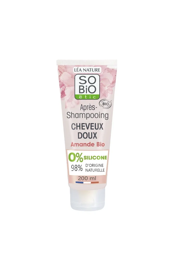 Après-shampoing hydratant bio – Lait d’amande & protéines de riz – Cheveux – 200 ml
