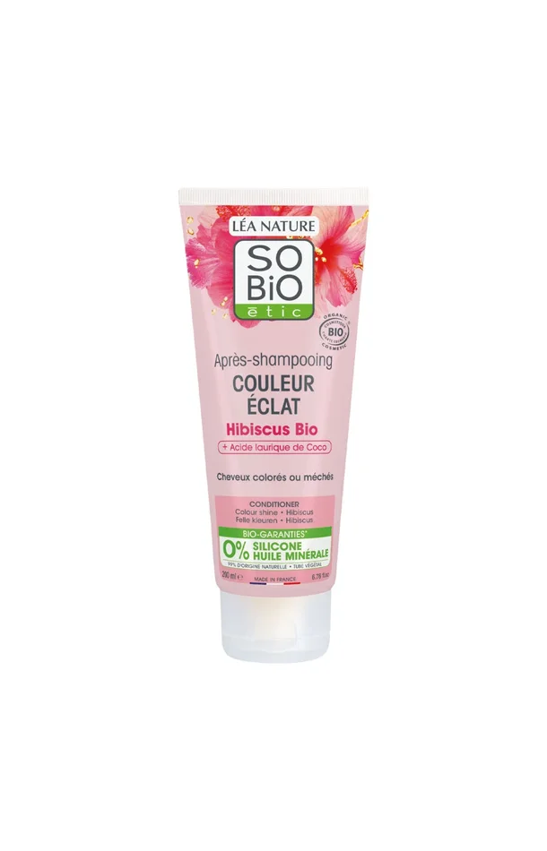 Après-shampoing protecteur de couleur – Hibiscus bio & acide laurique de coco – Cheveux colorés & méchés – 200 ml