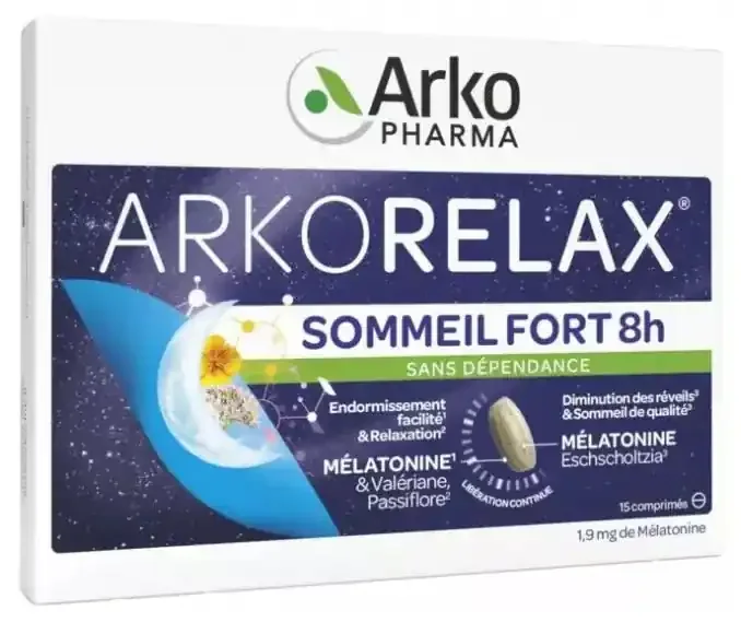 Arkopharma Arkorelax Sommeil Fort 8H Comprimés Tricouche 15 Unités