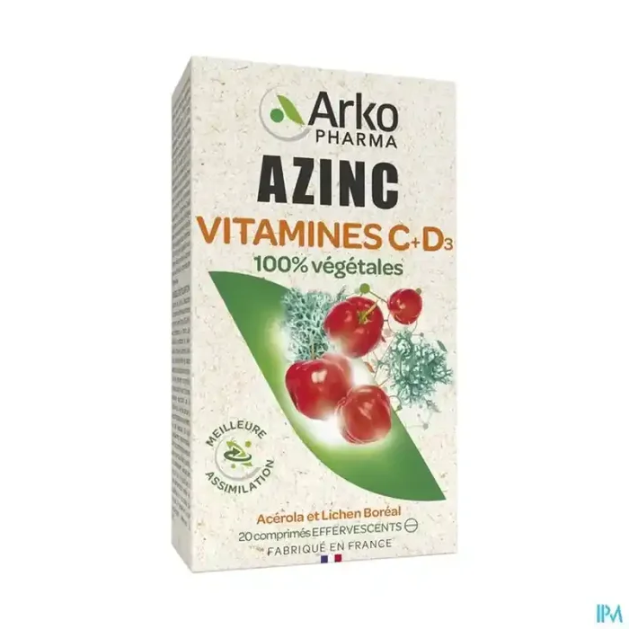 Arkopharma azinc naturel vit c + vit d comprimé effervescent 20