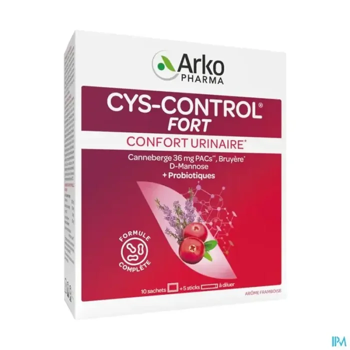 Arkopharma cys control fort avec microbiotiques sachet 4g 10 + stick 5