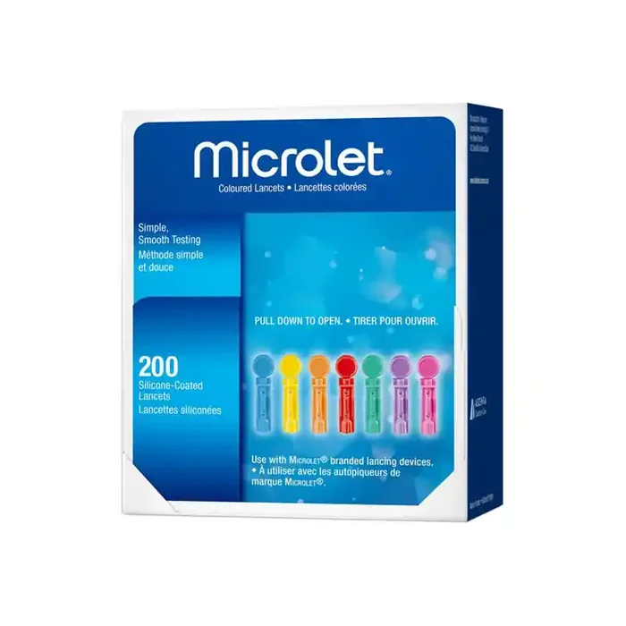 Ascencia Microlet Lancettes colorees 200 lancettes siliconnees