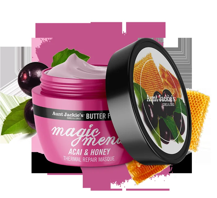 Aunt Jackie’s MAGIC MEND – Masque de réparation thermique Acai & Honey 8oz