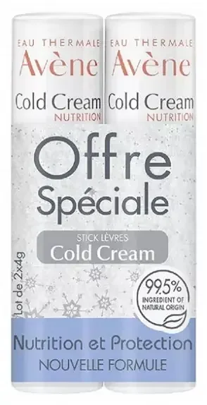 Avène Cold Cream – Stick Lèvres Nourrissant – Lèvres Desséchées et Irritées Offre Spéciale Duo 2 x 4 g