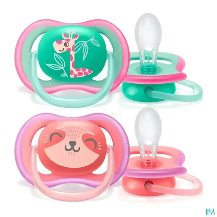 Avent sucette ultra air girl girafe +18mois scf349/12 x2