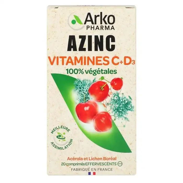 Azinc Naturel Vitamine C + D3 – 20 comprimés effervescents