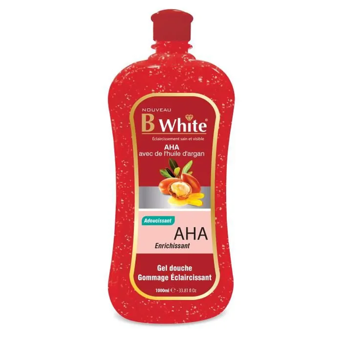 B WHITE ≡ Gel Douche Gommant Et Eclaircissant AHA & Huile D’argan