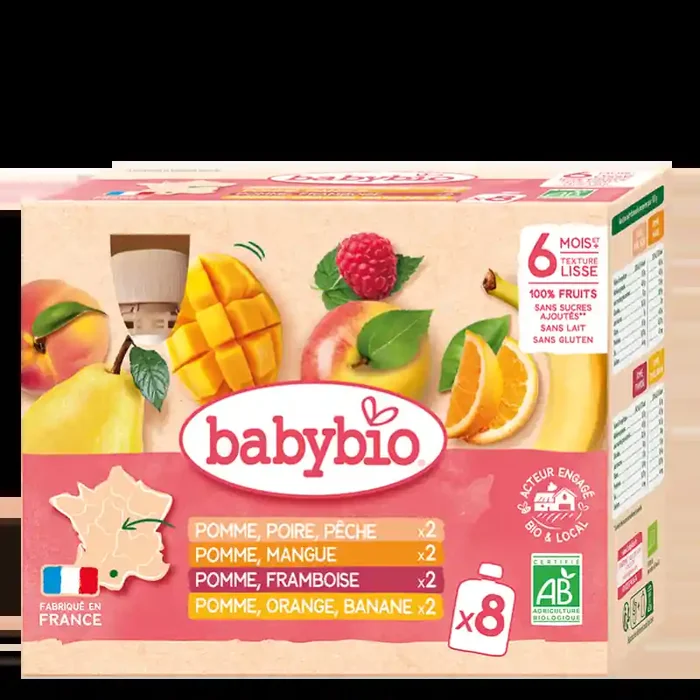 Babybio 8 gourdes multi-parfums 6mois+ n°2